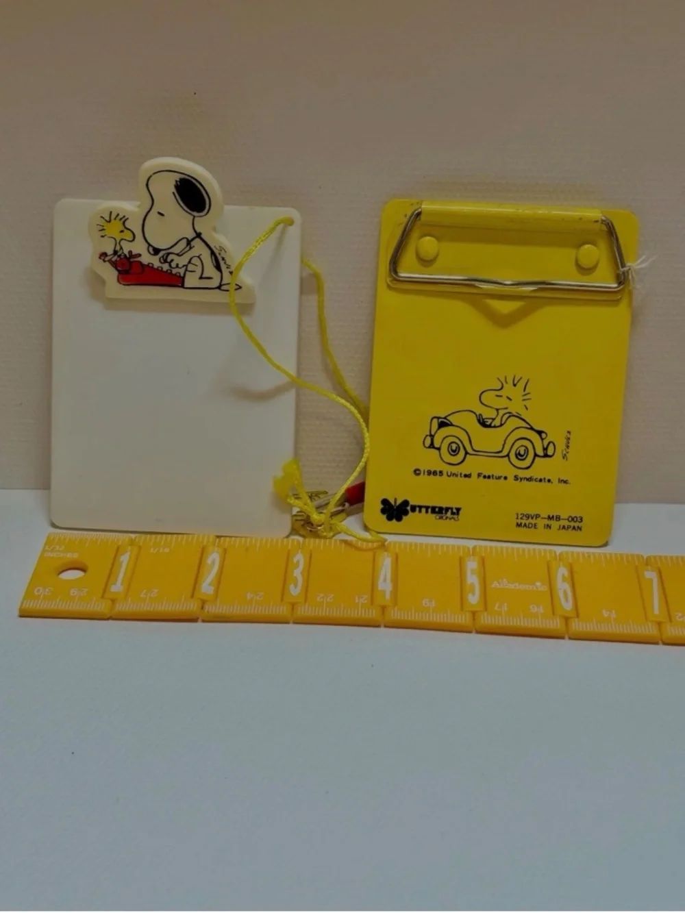 Vintage 1965 Japan Snoopy & Woodstock Mini Clipboards Set of 2 Schulz Peanuts